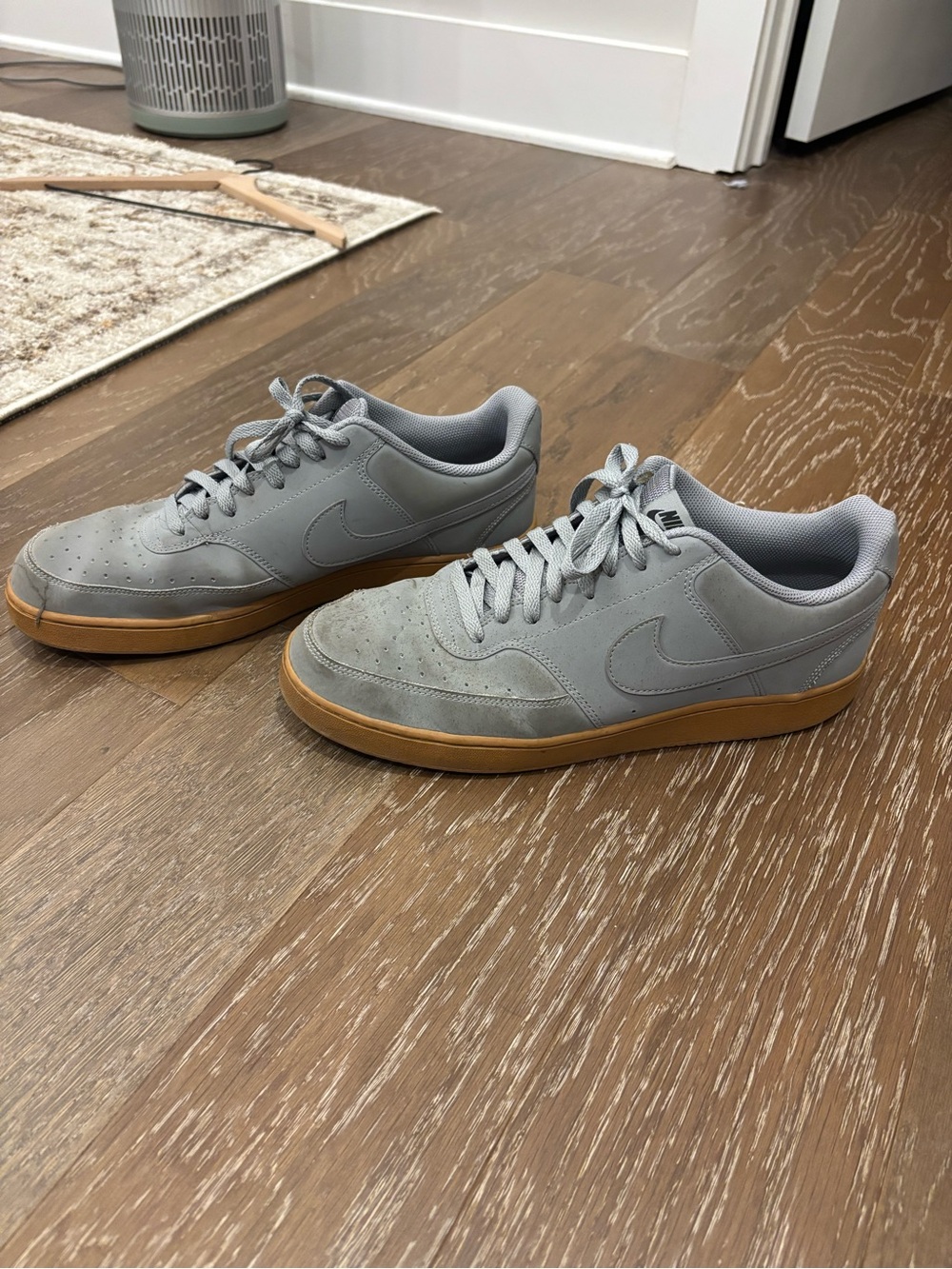 Nike Men’s Grey Suede Low-Top Sneakers with Gum Outsole